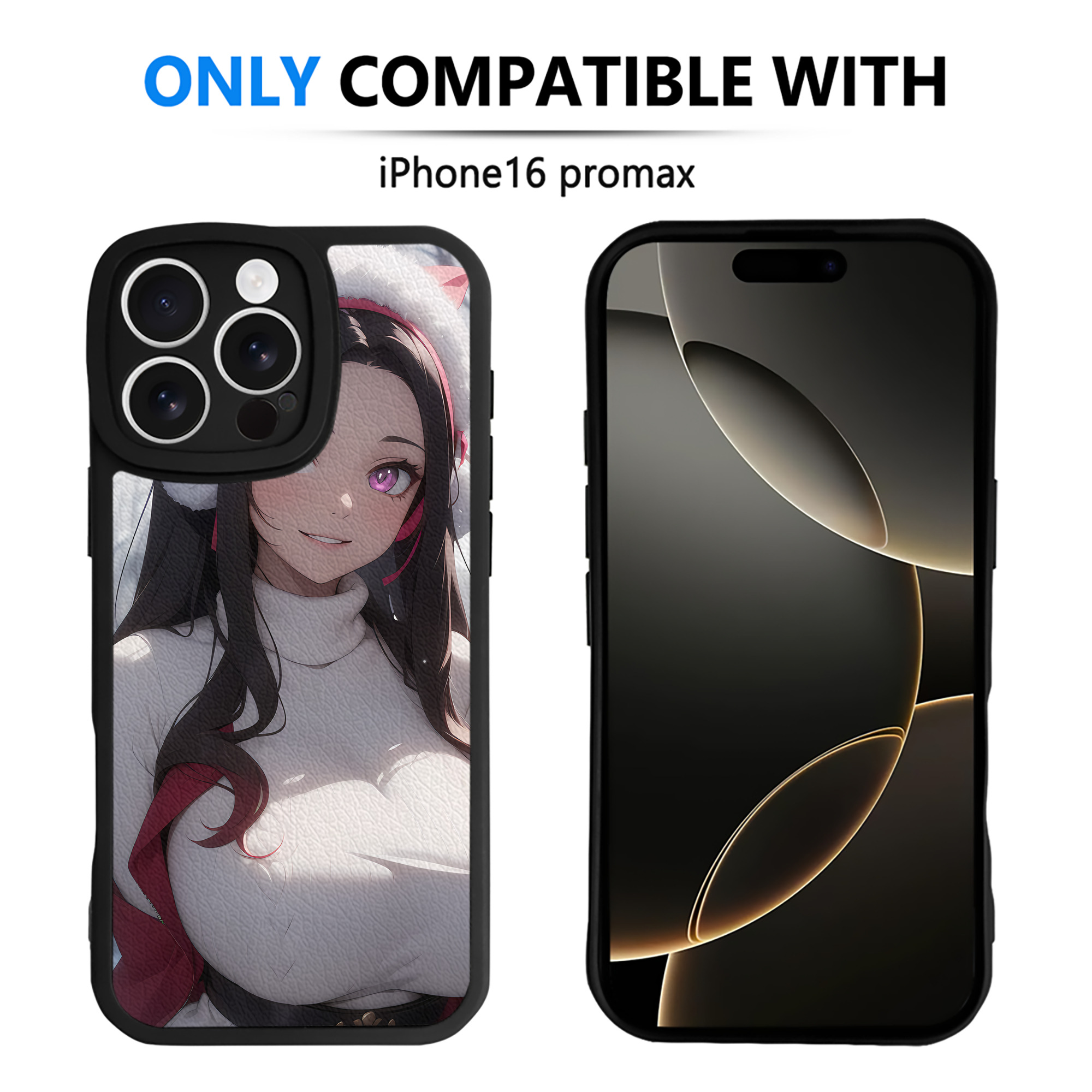 （画像用） 鬼滅の刃（きめつのやいば）竈門 禰󠄀豆子／かまど ねずこ Kamado Nezuko 【iPhone 16シリーズ対応】シリコンスマホケース（レザー調） 材質：シリコン